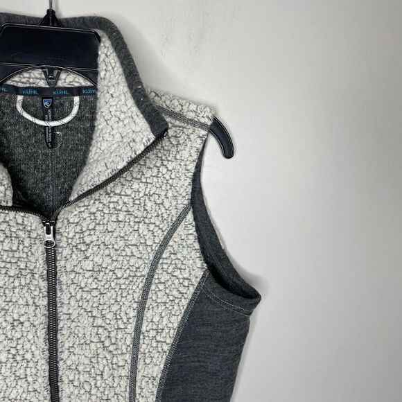 KUHL Kozet Vest Womens Small Ivory Gray Full Zip Wool Blend Sherpa Outdoor - Picture 3 of 15